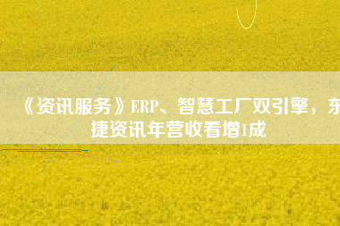 《資訊服務》ERP、智慧工廠雙引擎，東捷資訊年營收看增1成