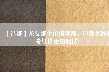 【造紙】龍頭紙企價(jià)格猛漲，追漲殺跌將令紙價(jià)更加起伏！