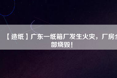 【造紙】廣東一紙箱廠發(fā)生火災(zāi)，廠房全部燒毀！