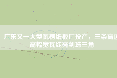 廣東又一大型瓦楞紙板廠投產(chǎn)，三條高速高幅寬瓦線亮劍珠三角