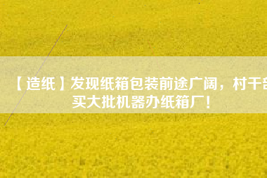 【造紙】發(fā)現(xiàn)紙箱包裝前途廣闊，村干部買大批機(jī)器辦紙箱廠！