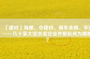 【建材】海螺、中建材、冀東金隅、華潤……幾十家大型水泥企業(yè)齊聚杭州為哪般？