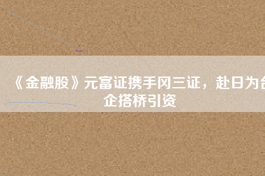 《金融股》元富證攜手岡三證，赴日為臺企搭橋引資