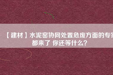 【建材】水泥窯協(xié)同處置危廢方面的專家都來了 你還等什么？