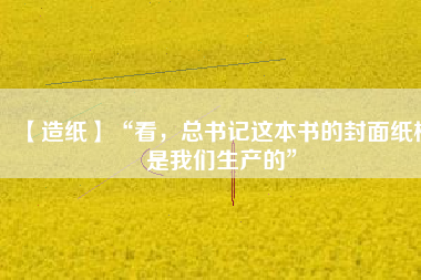 【造紙】“看，總書記這本書的封面紙板是我們生產(chǎn)的”
