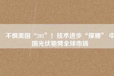 不懼美國(guó)“201”！技術(shù)進(jìn)步“撐腰” 中國(guó)光伏馳騁全球市場(chǎng)