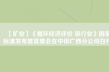 【礦業(yè)】《循環(huán)經(jīng)濟(jì)評價 鋁行業(yè)》國家標(biāo)準(zhǔn)發(fā)布暨宣貫會在中鋁廣西分公司召開