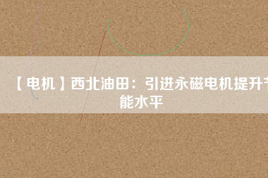 【電機】西北油田:引進(jìn)永磁電機提升節(jié)能水平 - TECO東元電機 | 變頻器·伺服電機·減速機·電機解決方案