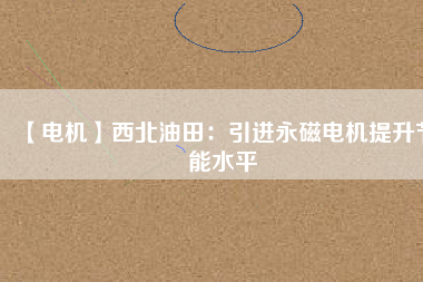 【電機】西北油田:引進(jìn)永磁電機提升節(jié)能水平 - TECO東元電機 | 變頻器·伺服電機·減速機·電機解決方案