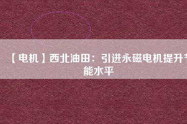【電機】西北油田:引進(jìn)永磁電機提升節(jié)能水平 - TECO東元電機 | 變頻器·伺服電機·減速機·電機解決方案