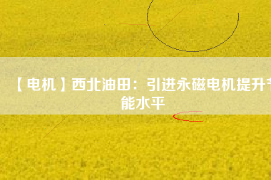 【電機】西北油田:引進(jìn)永磁電機提升節(jié)能水平 - TECO東元電機 | 變頻器·伺服電機·減速機·電機解決方案