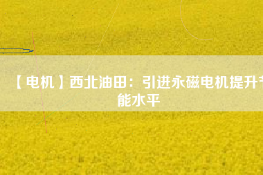 【電機】西北油田:引進(jìn)永磁電機提升節(jié)能水平 - TECO東元電機 | 變頻器·伺服電機·減速機·電機解決方案