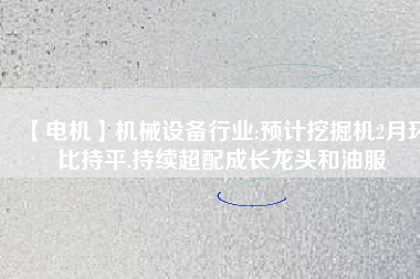 【電機(jī)】機(jī)械設(shè)備行業(yè):預(yù)計(jì)挖掘機(jī)2月環(huán)比持平,持續(xù)超配成長(zhǎng)龍頭和油服 - TECO東元電機(jī) | 變頻器·伺服電機(jī)·減速機(jī)·電機(jī)解決方案