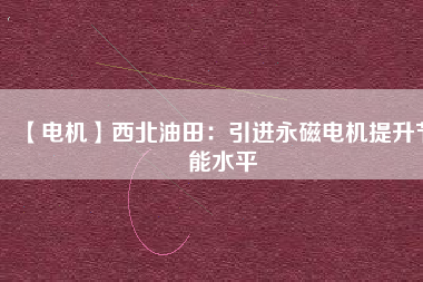【電機】西北油田:引進(jìn)永磁電機提升節(jié)能水平 - TECO東元電機 | 變頻器·伺服電機·減速機·電機解決方案