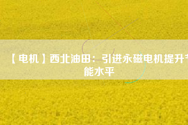【電機】西北油田:引進(jìn)永磁電機提升節(jié)能水平 - TECO東元電機 | 變頻器·伺服電機·減速機·電機解決方案