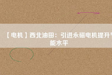 【電機】西北油田:引進(jìn)永磁電機提升節(jié)能水平 - TECO東元電機 | 變頻器·伺服電機·減速機·電機解決方案