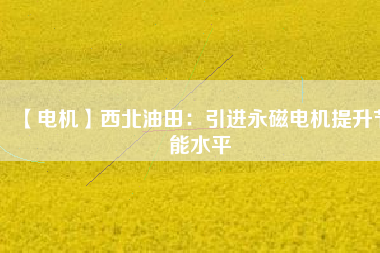 【電機】西北油田:引進(jìn)永磁電機提升節(jié)能水平 - TECO東元電機 | 變頻器·伺服電機·減速機·電機解決方案