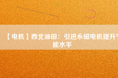 【電機】西北油田:引進(jìn)永磁電機提升節(jié)能水平 - TECO東元電機 | 變頻器·伺服電機·減速機·電機解決方案