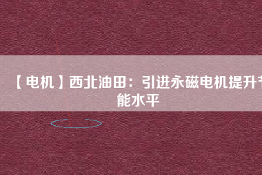【電機】西北油田:引進(jìn)永磁電機提升節(jié)能水平 - TECO東元電機 | 變頻器·伺服電機·減速機·電機解決方案