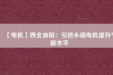 【電機】西北油田:引進(jìn)永磁電機提升節(jié)能水平 - TECO東元電機 | 變頻器·伺服電機·減速機·電機解決方案