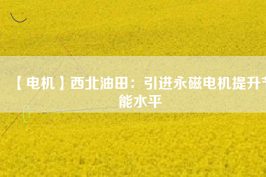 【電機】西北油田:引進(jìn)永磁電機提升節(jié)能水平 - TECO東元電機 | 變頻器·伺服電機·減速機·電機解決方案
