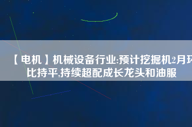 【電機(jī)】機(jī)械設(shè)備行業(yè):預(yù)計(jì)挖掘機(jī)2月環(huán)比持平,持續(xù)超配成長(zhǎng)龍頭和油服 - TECO東元電機(jī) | 變頻器·伺服電機(jī)·減速機(jī)·電機(jī)解決方案