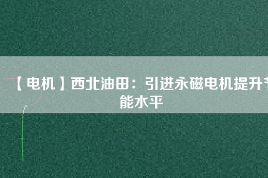【電機】西北油田:引進(jìn)永磁電機提升節(jié)能水平 - TECO東元電機 | 變頻器·伺服電機·減速機·電機解決方案