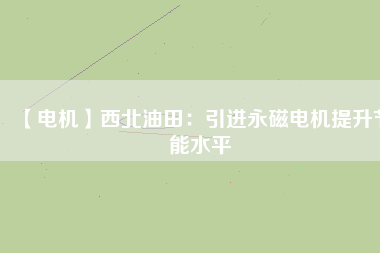 【電機】西北油田:引進(jìn)永磁電機提升節(jié)能水平 - TECO東元電機 | 變頻器·伺服電機·減速機·電機解決方案