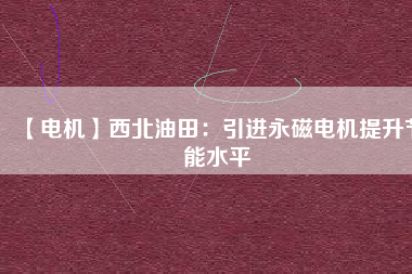 【電機】西北油田:引進(jìn)永磁電機提升節(jié)能水平 - TECO東元電機 | 變頻器·伺服電機·減速機·電機解決方案