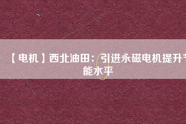 【電機】西北油田:引進(jìn)永磁電機提升節(jié)能水平 - TECO東元電機 | 變頻器·伺服電機·減速機·電機解決方案