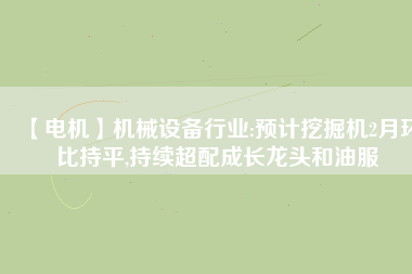 【電機(jī)】機(jī)械設(shè)備行業(yè):預(yù)計(jì)挖掘機(jī)2月環(huán)比持平,持續(xù)超配成長(zhǎng)龍頭和油服 - TECO東元電機(jī) | 變頻器·伺服電機(jī)·減速機(jī)·電機(jī)解決方案