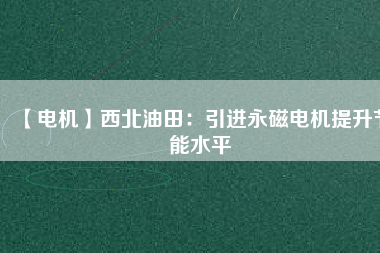 【電機】西北油田:引進(jìn)永磁電機提升節(jié)能水平 - TECO東元電機 | 變頻器·伺服電機·減速機·電機解決方案