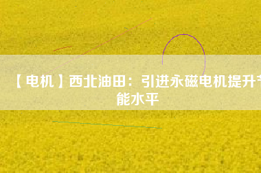【電機】西北油田:引進(jìn)永磁電機提升節(jié)能水平 - TECO東元電機 | 變頻器·伺服電機·減速機·電機解決方案