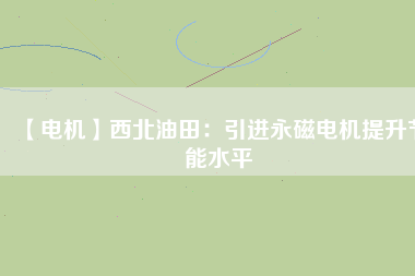 【電機】西北油田:引進(jìn)永磁電機提升節(jié)能水平 - TECO東元電機 | 變頻器·伺服電機·減速機·電機解決方案