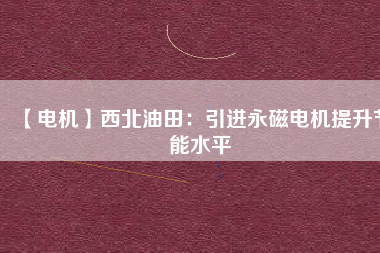 【電機】西北油田:引進(jìn)永磁電機提升節(jié)能水平 - TECO東元電機 | 變頻器·伺服電機·減速機·電機解決方案