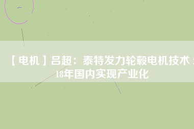 【電機】呂超：泰特發(fā)力輪轂電機技術(shù) 2018年國內(nèi)實現(xiàn)產(chǎn)業(yè)化 - TECO東元電機 | 變頻器·伺服電機·減速機·電機解決方案