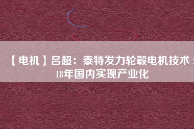 【電機】呂超：泰特發(fā)力輪轂電機技術(shù) 2018年國內(nèi)實現(xiàn)產(chǎn)業(yè)化 - TECO東元電機 | 變頻器·伺服電機·減速機·電機解決方案