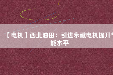 【電機】西北油田:引進(jìn)永磁電機提升節(jié)能水平 - TECO東元電機 | 變頻器·伺服電機·減速機·電機解決方案