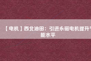 【電機】西北油田:引進(jìn)永磁電機提升節(jié)能水平 - TECO東元電機 | 變頻器·伺服電機·減速機·電機解決方案