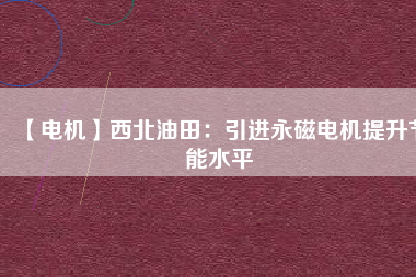 【電機】西北油田:引進(jìn)永磁電機提升節(jié)能水平 - TECO東元電機 | 變頻器·伺服電機·減速機·電機解決方案