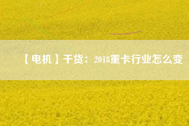 【電機(jī)】干貨:2018重卡行業(yè)怎么變 - TECO東元電機(jī) | 變頻器·伺服電機(jī)·減速機(jī)·電機(jī)解決方案