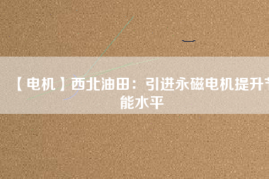 【電機】西北油田:引進(jìn)永磁電機提升節(jié)能水平 - TECO東元電機 | 變頻器·伺服電機·減速機·電機解決方案