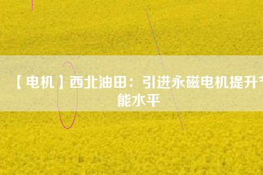 【電機】西北油田:引進(jìn)永磁電機提升節(jié)能水平 - TECO東元電機 | 變頻器·伺服電機·減速機·電機解決方案
