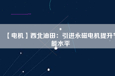 【電機】西北油田:引進(jìn)永磁電機提升節(jié)能水平 - TECO東元電機 | 變頻器·伺服電機·減速機·電機解決方案