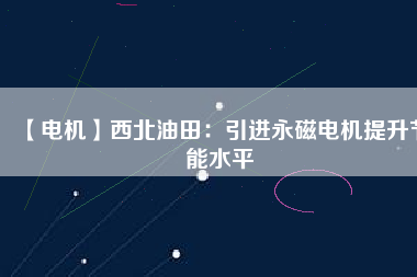 【電機】西北油田:引進(jìn)永磁電機提升節(jié)能水平 - TECO東元電機 | 變頻器·伺服電機·減速機·電機解決方案