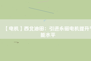 【電機】西北油田:引進(jìn)永磁電機提升節(jié)能水平 - TECO東元電機 | 變頻器·伺服電機·減速機·電機解決方案