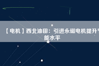 【電機】西北油田:引進(jìn)永磁電機提升節(jié)能水平 - TECO東元電機 | 變頻器·伺服電機·減速機·電機解決方案