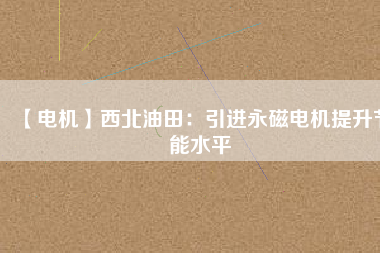 【電機】西北油田:引進(jìn)永磁電機提升節(jié)能水平 - TECO東元電機 | 變頻器·伺服電機·減速機·電機解決方案