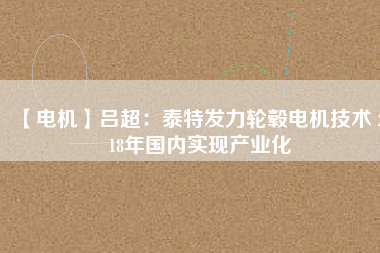 【電機】呂超：泰特發(fā)力輪轂電機技術(shù) 2018年國內(nèi)實現(xiàn)產(chǎn)業(yè)化 - TECO東元電機 | 變頻器·伺服電機·減速機·電機解決方案