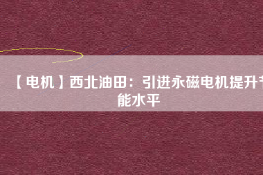【電機】西北油田:引進(jìn)永磁電機提升節(jié)能水平 - TECO東元電機 | 變頻器·伺服電機·減速機·電機解決方案